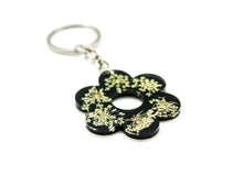 Load image into Gallery viewer, Black Queen Anne’s flower keychain

